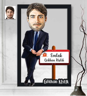 Kişiye Özel 3D  Ahşap Tablo Emlakcı Erkek 30x40 -2