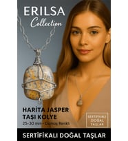Sertifikalı Gümüş Tel Sargılı Doğal Harita Jasper (Kahverengi Jasper) Kolye – 30-35 mm Denge ve Güç Taşı (Çok Renkli)