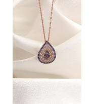 Zirkon Taşlı Nazar Boncuğu Gümüş Kolye İnlove Gümüş Kolye  (Rose)