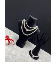 AMOR FACE ÖZEL TASARIM ZİRKON TAŞLI İNCİ-PORSELEN BONCUK ŞIK DAVET LUXURY 4 LÜ KADIN KOLYE SET TAKIM