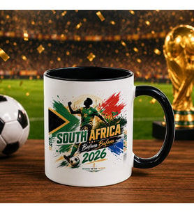 BK Gift Güney Afrika Taraftar Temalı 2026 Dünya Kupası Tasarımlı Siyah Kupa Bardak
