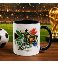 BK Gift Güney Afrika Taraftar Temalı 2026 Dünya Kupası Tasarımlı Siyah Kupa Bardak
