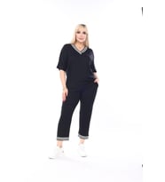 Kadın Alt-Üst Kapri Kol 2'li Siyah Penye Takım