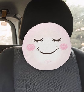 BK Gift Kişiye Özel İsimli Emoji Tasarımlı Yuvarlak Araç Koltuk Yastığı-3