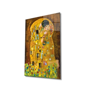 Miyrem Glasses Collection -A1^#  Gustav Klimt Öpücük Cam TabloCam Tablo (Çok Renkli)