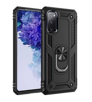 Samsung Galaxy S20 FE Kılıf Metal For Car Yüzüklü Standlı Military Ring Serisi (Siyah)