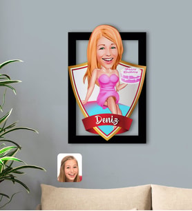 BK Gift Kişiye Özel İsimli Kadın Doğum Günü Karikatürlü 3D Ahşap Tablo-2