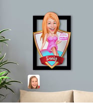 BK Gift Kişiye Özel İsimli Kadın Doğum Günü Karikatürlü 3D Ahşap Tablo-2