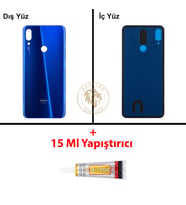 Xiaomi Redmi Note 7 Neptün Mavisi Arka Pil Kapağı Batarya Kapağı Lazer Kesim + B-7000 Yapıştırıcı