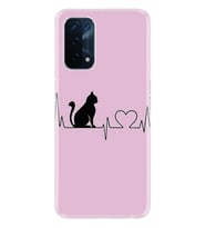Kılıfland Oppo A74 Kılıf Desenli Silikon Resimli Kapak Pink Cat Heart Kılıf 1303