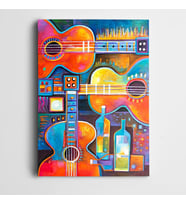 Şişeler ve Gitarlar Kanvas Tablo