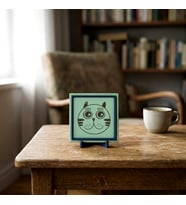 Kedi Yüzü Figürlü Özel Tasarım Dekoratif Obje, Yaşam Alanınız İçin Eğlenceli ve Modern Armağan 10x10