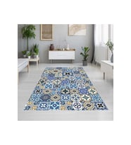 Rovigo Home Dijital Baskı Yıkanabilir Kaymaz Taban Salon Halısı RVG1878-SD166 (Mavi)
