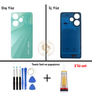 Infinix Hot 30 Yeşil Uyumlu Arka Kapak + Yapıştırıcı ve Vida Seti Arka Cam Batarya Pil Kapağı