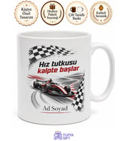 Yarış Pist Temalı Baskılı Porselen Kupa Bardak Motorsporları Hediye