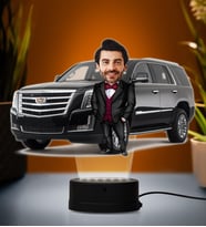 Doğum Günü Hediyesi,Sevgiliye Hediye, Kişiye Özel Fotoğraflı Cadillac Tasarımlı Karikatür 3D Led Lamba (Beyaz)