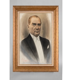 Çerçeveli Paspartulu Atatürk Tablo a439 (Gold)