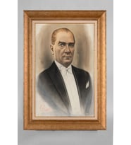 Çerçeveli Paspartulu Atatürk Tablo a439 (Gold)