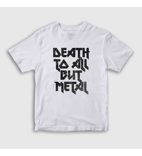 Presmono Unisex Çocuk Beyaz Death To All But Metal Steel Panther T-Shirt 378158tt (Beyaz)