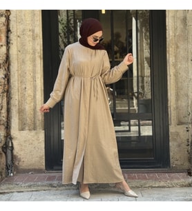 Kuşaklı Düğmeli Uzun Rayon Tunik