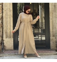 Kuşaklı Düğmeli Uzun Rayon Tunik