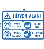Metal Hijyen Alanı 20cm x 30cm A4 Büyüklüğünde Uyarı Levhası Yönlendirme Tabelası