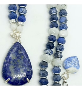 1609 Lapis Lazuli el yapımı kolye