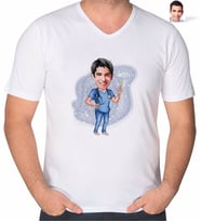 BK Gift Kişiye Özel Erkek Doktor Karikatürlü V Yaka Tişört-3 (Beyaz)