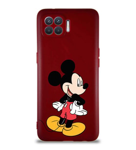 Oppo Reno 4 Lite Soft Premier Kapak Mickey Mouse-D Tasarımlı Silikon Kılıf - Mürdüm (Şeffaf)
