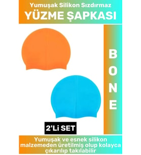 Özel Üretim Su Geçirmez Elastik Yumuşak Yüzücü Havuz Deniz Yüzme Şapkası Silikon Bone 2'Li SET