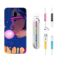 Samsung J6 Plus J7 Prime J7 Pro M20 Kılıf Kablo Koruma Spiral Silikon Sakız ve Kız 1767
