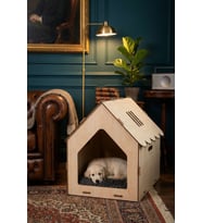 Ahşap Köpek Kulübesi Dekoratif Köpek Evi Açık Meşe Renk Çatılı Model