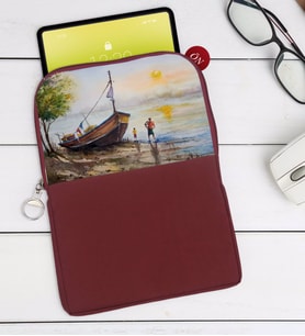 BK Gift Suluboya Tasarımlı Taşınabilir Koruyucu Tablet Kılıfı & Organizer Çanta - Bordo-2