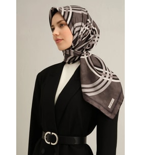 Armine Tivil İpek Eşarp 9333-85 Füme Karışık Desen