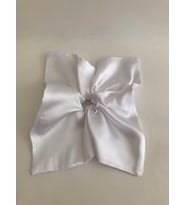 Beyaz Saten Kare Scrunchie Saç Tokası