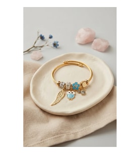 Mey İthalat® Baykuş Model Gold Renk Charmlı Bileklik