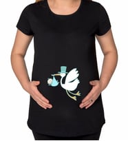 BK Gift Bebek Tasarımlı Siyah Hamile Tişört-4