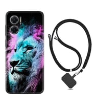 Xiaomi Redmi Note 11E Kılıf Silikon Boyun Askılı İpli Desenli Silikon Pink Blue Leon 1603