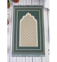 Hafif Taşınabilir Mihraplı Yıldız Desenli Goblen Seccade - Yeşil