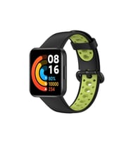 Mey İthalat® Redmi Watch 2 Spor Delikli Kordon - Siyah-Yeşil
