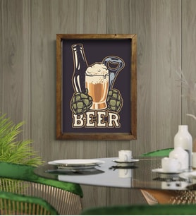 BK Gift Cafe & Bar & Restaurant Konseptli Doğal Masif Ahşap Çerçeveli Tablo-52