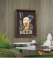 BK Gift Cafe & Bar & Restaurant Konseptli Doğal Masif Ahşap Çerçeveli Tablo-52