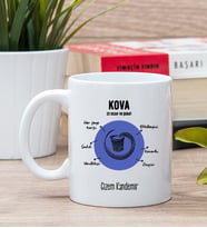 Kişiye Özel Kova Burcuna Hediye Beyaz Kupa Bardak
