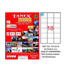 TANEX 2018 LASER ETİKET 63x46mm 18x100 1800 ADET