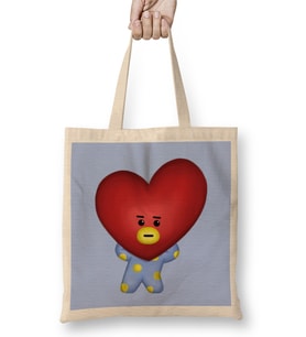 Bt21 Bts Kpop Cute Tata V Taehyung Bez Çanta Uzun Saplı