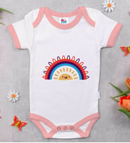 BK Kids Gökkuşağı Tasarımlı Pembe Bebek Body Zıbın-1