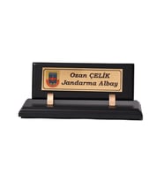 Ahşap Siyah Şık Tasırım Modern Masa İsimlik Ofis Dekoru (Beyaz - Kahverengi)