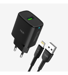 C302 GÜÇLÜ 12W LİGHTNİNG KABLOLU HIZLI ŞARJ ADAPTÖRÜ (Siyah)