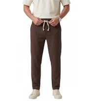 DeepSEA Kahve Çizgi Dokulu Rahat Kesim Yazlık Spor Pantolon – Hafif Kumaş Modern Tasarım 2600263