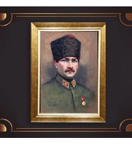 Özel Seri Paspartulu Çerçeveli Atatürk Tablo l385 (Gold)